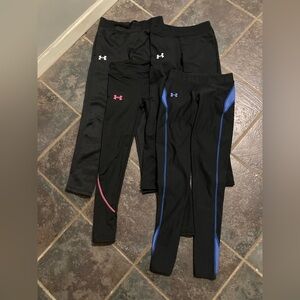 Under Armour Girls Athletic Leggings Bundle Four Pair Size M